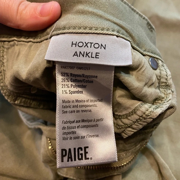 Paige Hoxton Ankle Olive Green Size 31 - Picture 4 of 7